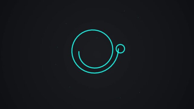 Minimalist neon teal spiral line on dark background.