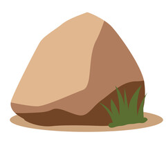 Brown natural stone vector with grass for outdoor landscape and terrain illustration collections. © cutie