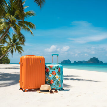 Tropical Beach Vacation Luggage Paradise Summer Travel Getaway
