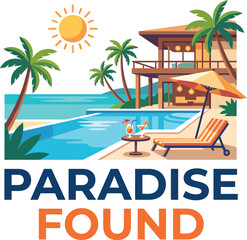 Fototapeta premium Tropical resort villa with swimming pool. Summer vacation travel concept with palm trees.