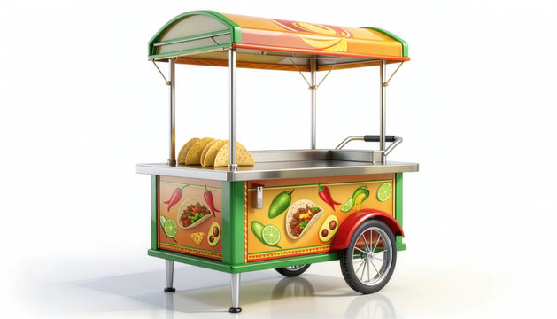 Colorful taco food cart
