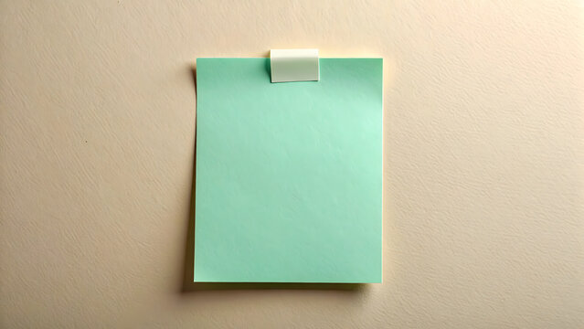 Mint Green Sticky Note Attached with Transparent Tape Minimal Mockup