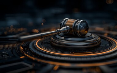 Fototapeta premium 3D Legal Gavel and Scale Emblem Concept with Vivid Details and Design