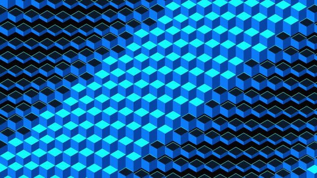 3D Cyberpunk Neon Isometric Cubes Tech Terrain Seamless Loop Background