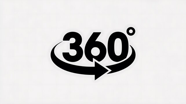 Black 360 degree view icon with arrow