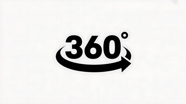 Black 360 degree view rotation icon