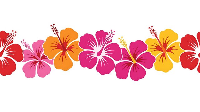 Colorful hibiscus flower border pattern