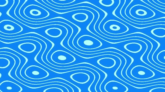 Abstract Blue Wavy Lines and Circles Pattern Background Loop
