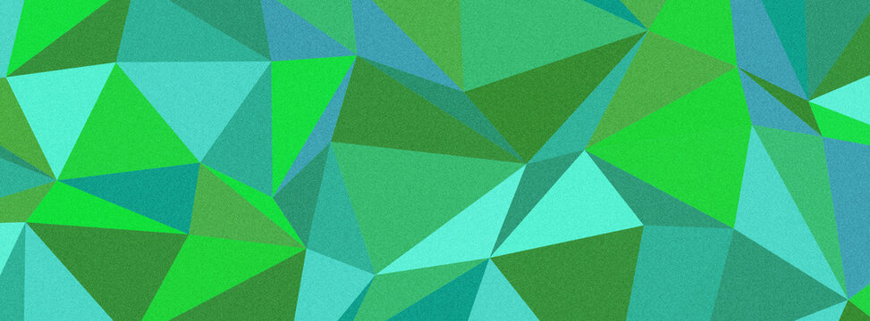 Green and teal geometric abstract pattern with low poly design and grainy texture for modern backgrounds.