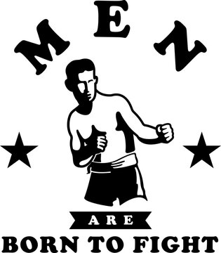 black and white vintage old school hand drawn style logo of man with fighting stance