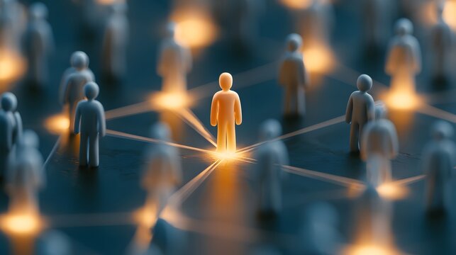 With soft bokeh connected people around one leader / 一人を囲む人物ネットワーク