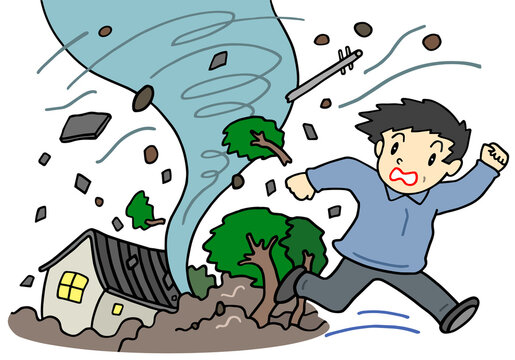 災害のイラスト - 竜巻・突風・気象災害