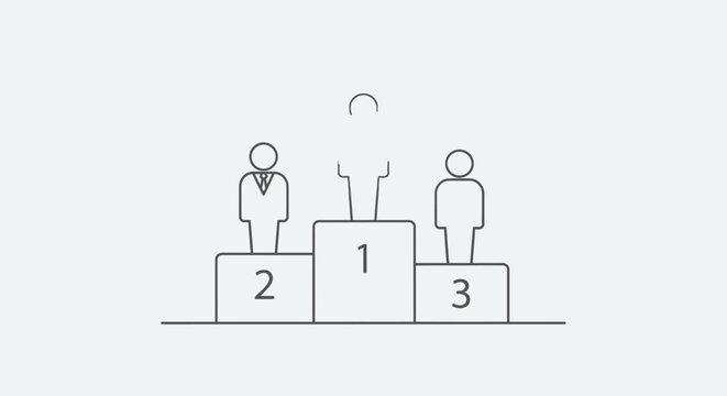 Two Men Standing on Podium Steps.