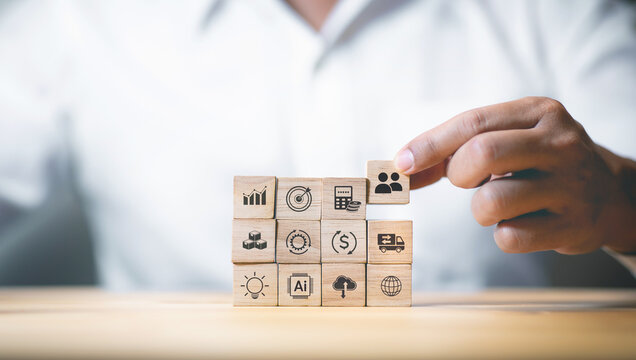 Business development or optimization concepts with person and key of policy.Productivity and solution