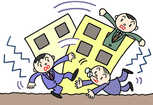 災害のイラスト - 地震・震災・横揺れ