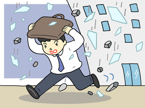 災害のイラスト - 地震・震災・揺れ・危険落下物