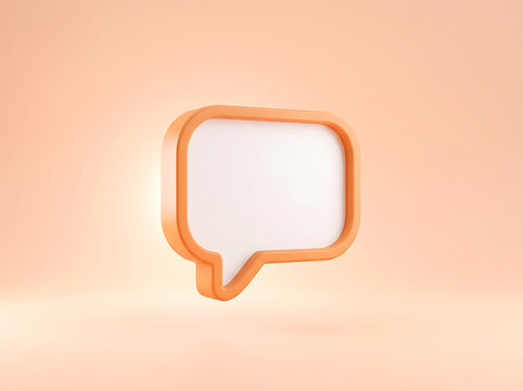 3d render of an orange speech bubble icon