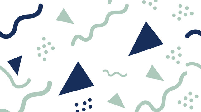 Minimalist memphis pattern with simple geometric triangles and wavy lines in green shades.