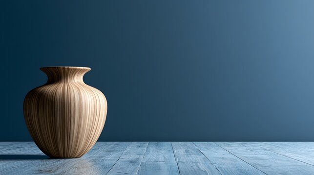 Modern sculptural ceramic vase centered in a quiet still life