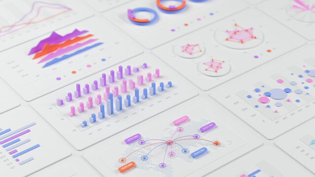 Financial data document graph chart report statistic marketing research development planning management strategy analysis accounting. Financial business technology concept. 3d rendering.