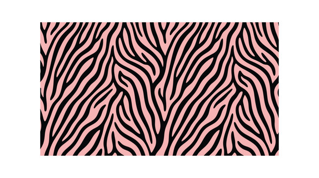 Pink and black zebra print pattern design with wavy lines