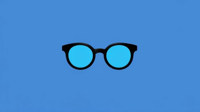 Eyeglasses pattern with blue lenses on a striped background