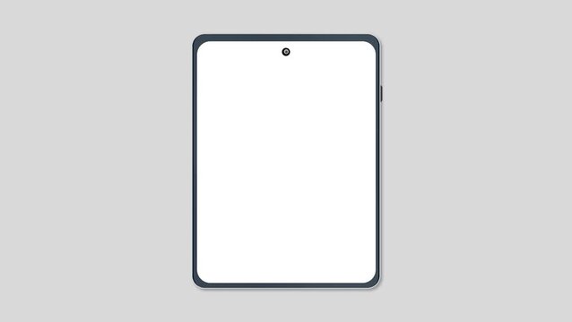 Minimalist digital tablet mockup with blank white screen for custom design replacement or green screen chroma key background.