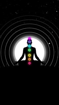 7 Chakras Peaceful Meditation in the Starlight animation. Full HD. 4K