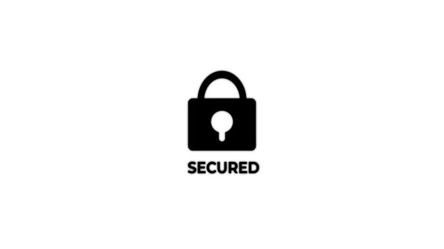 Minimalist digital animation of a blue security padlock icon appearing on white background.