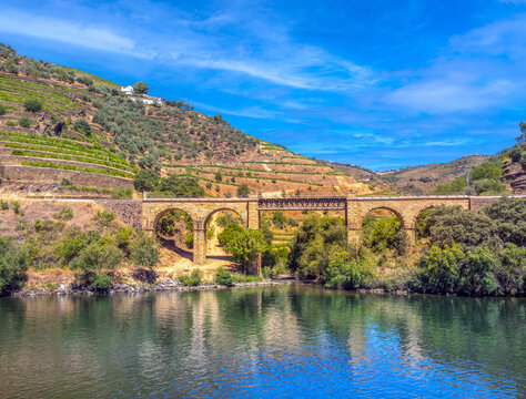 Romantic railroad bridges, Linha do Douro railway from Porto to Pocinho, Portugal