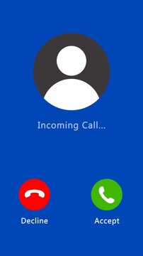 Phone call button screen animation on blue background, chroma key. Full HD. 4K