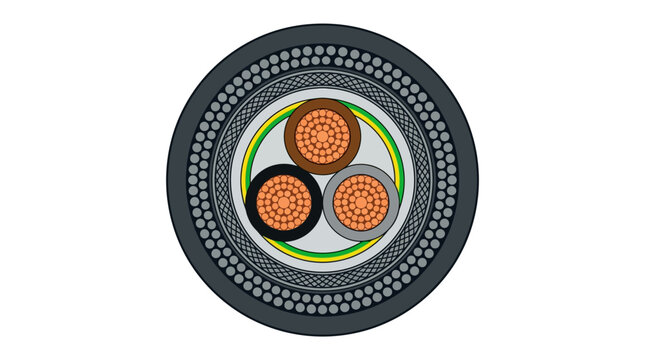 Cross section of a multiconductor power cable.