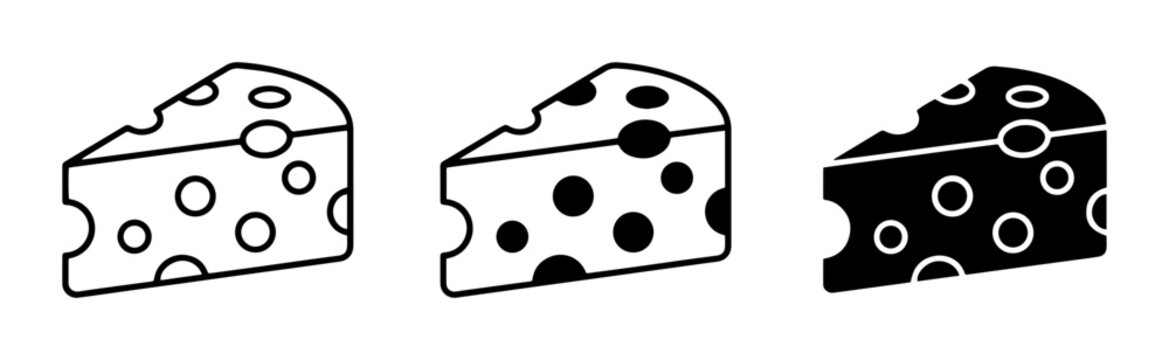 Swiss Cheese Icons, Dairy Food Vector Graphics, Cheese Slice Illustrations