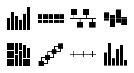 Fototapeta premium Minimalist Bar Chart Icons, Data Visualization Elements, Simple Graph Symbols, Business Analytics Graphics
