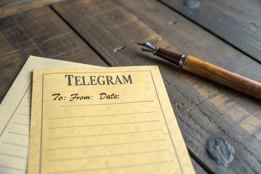 Vintage Telegram Form, Old Telegram Paper, Retro Fountain Pen, Antique Communication, Nostalgic Telegram