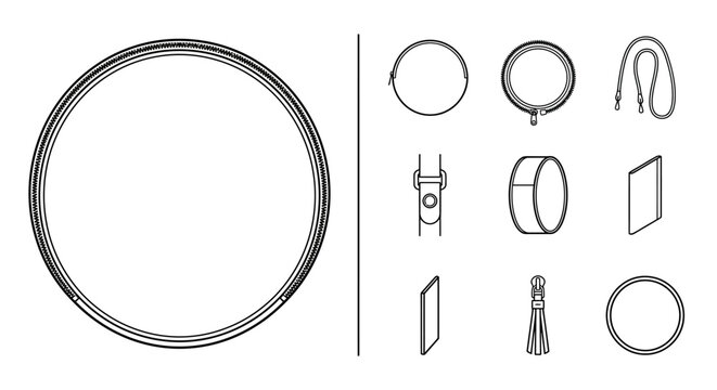 Technical Drawing of Round Handbag Components