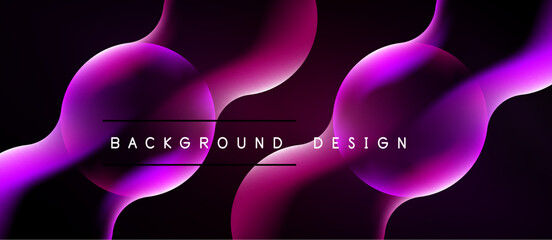 Naklejka premium Abstract fluid shapes, vibrant magenta hues, dark background. Modern design element for digital projects, presentations. Smooth gradients create depth.