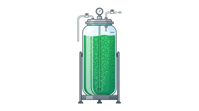 Algae Bioreactor Tank Bubble Texture &mdash; Emerald Green Biofuel Innovation Clean Vector