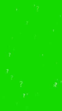 Falling Animation of Question marks moving on green background. Full HD. 4K