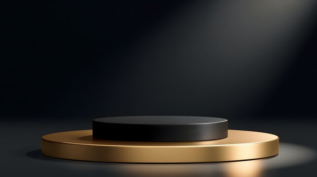 Luxury metallic pedestal with layered light and shadow