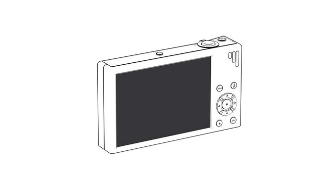 Sketch of digital compact camera on white background