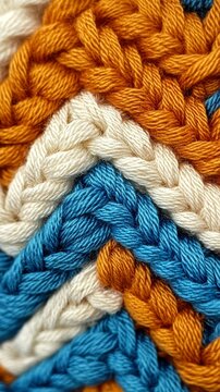 Detailed texture of a thick yarn crafted in a zigzag style.
