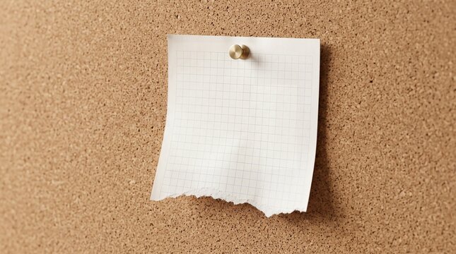 Blank Note Paper Pinned on Cork Board Background