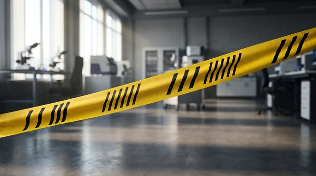 Crime Scene Police Tape in Modern Forensic Laboratory