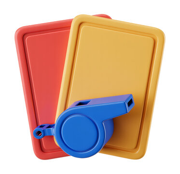 Premium 3D Soccer Penalty Cards with Whistle Symbol for Football Referee Concept