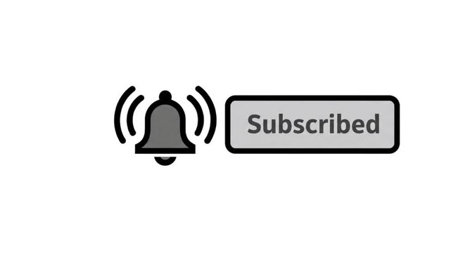 YouTube subscribe button animation with cursor click and notification bell.