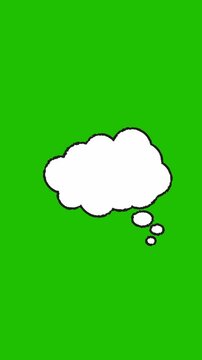 Speech bubble animation concept of comic, thought, dialogue, chat, communication,  conversation, message and more on green background. Full HD. 4K
