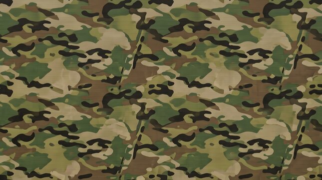 Seamless military camouflage pattern background with tactical green and brown earth tones.