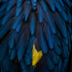 Obraz premium Blue parrot feathers in a detailed close up showcasing vibrant plumage and texture
