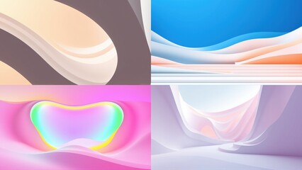 Fototapeta premium Abstract backgrounds, soft curves, pastel colors. Modern design elements, smooth gradients, digital art composition.